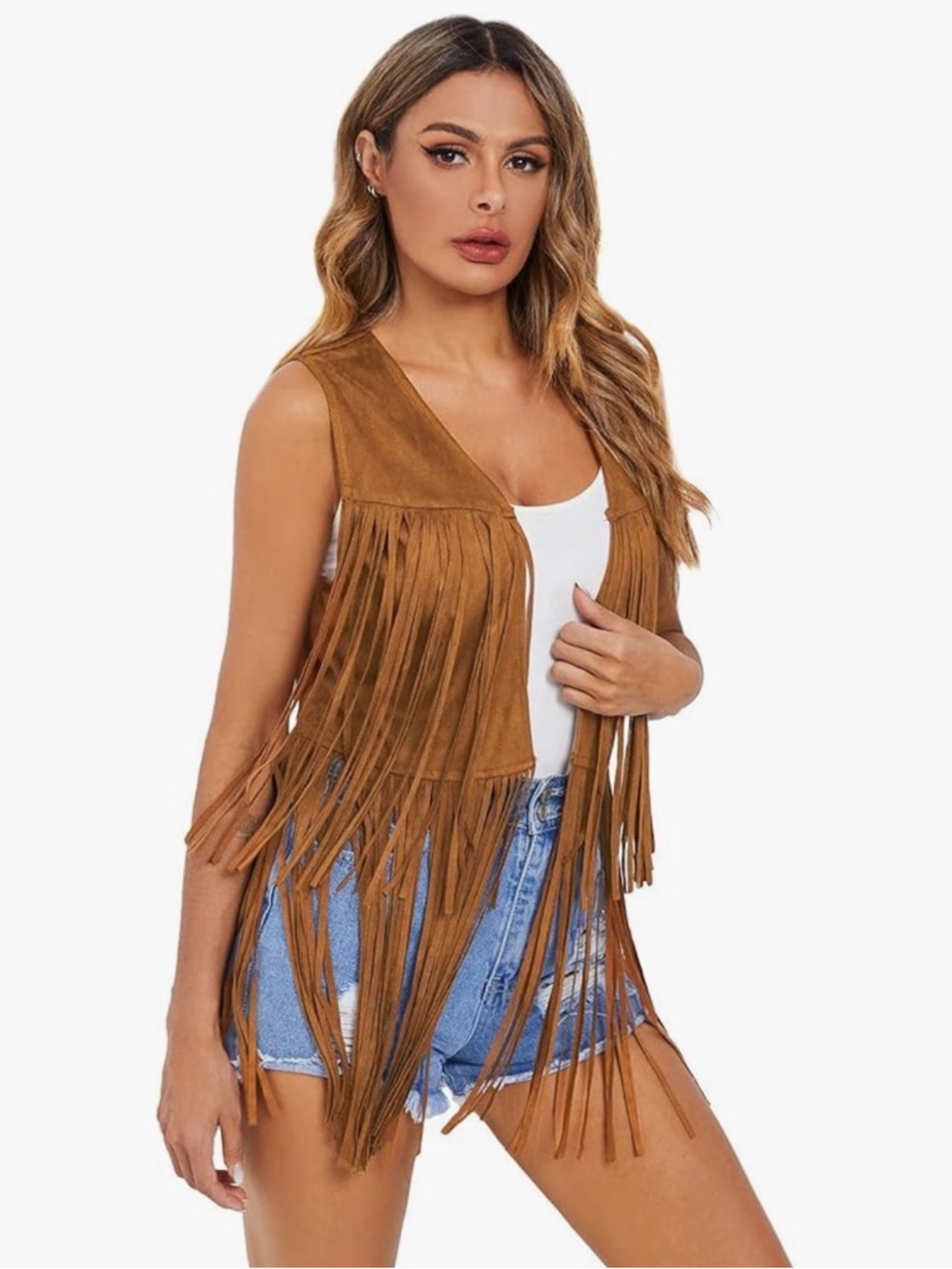 Faux Suede Fringe Vest - Picture 3 of 9